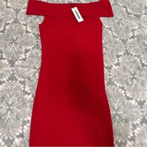 Garage Red Off-Shoulder Dress